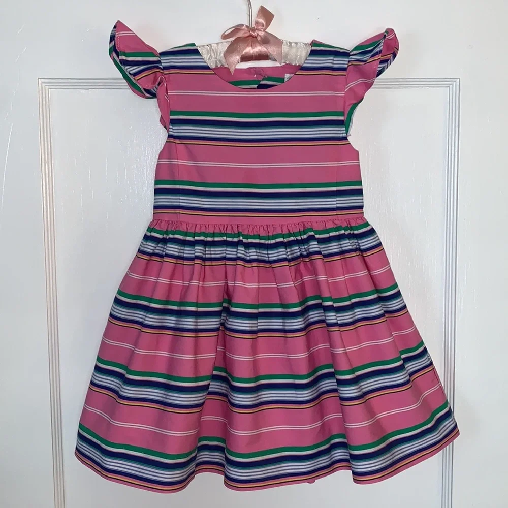 Ralph Lauren Pink Striped Dress 24M 💖EUC Gorgeous